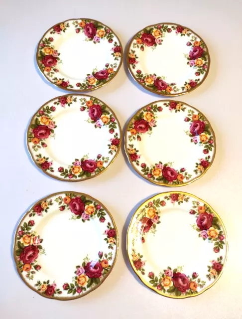 vintage Crown Fenton bone china set of six floral tea plates 17 cm gold rimmed