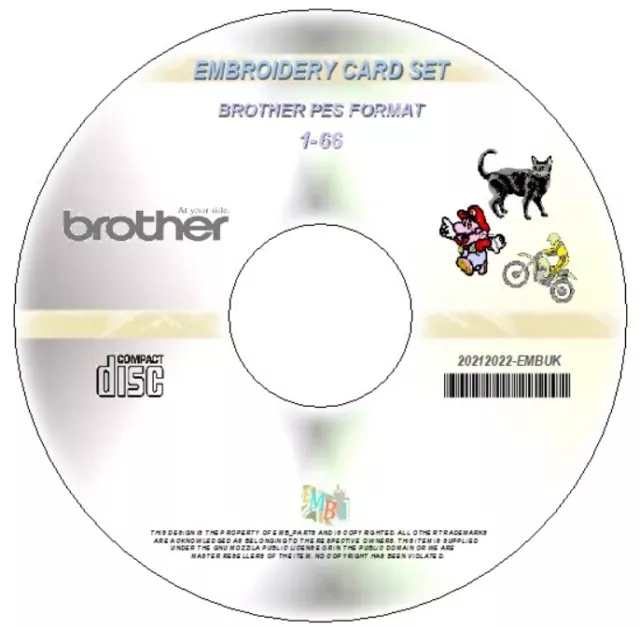 embroidery card machine designs 1-66 set cd brother pes format