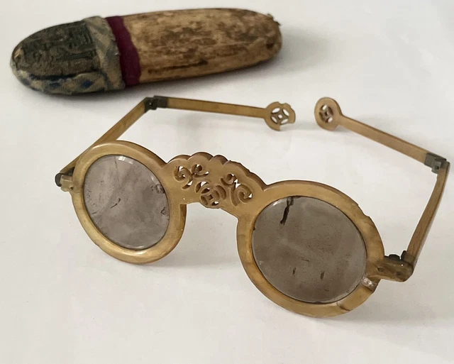 RARE Antique Spectacles Chinese Eyeglasses Spectacles Glasses T Crystal 19th C