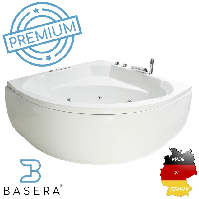Bañera de hidromasaje de esquina interior Basera® PREMIUM Corfú 155 x 155 cm con 25 masas...