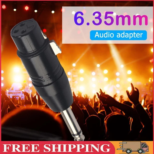 3Pin XLR Female to 1/4 inch 6.35mm Male Plug Mono Microphone Adapter Connector