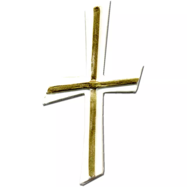 Wachs-Kreuz, weiß/gold, 85x45mm, 1 Stück Meyercordt GmbH