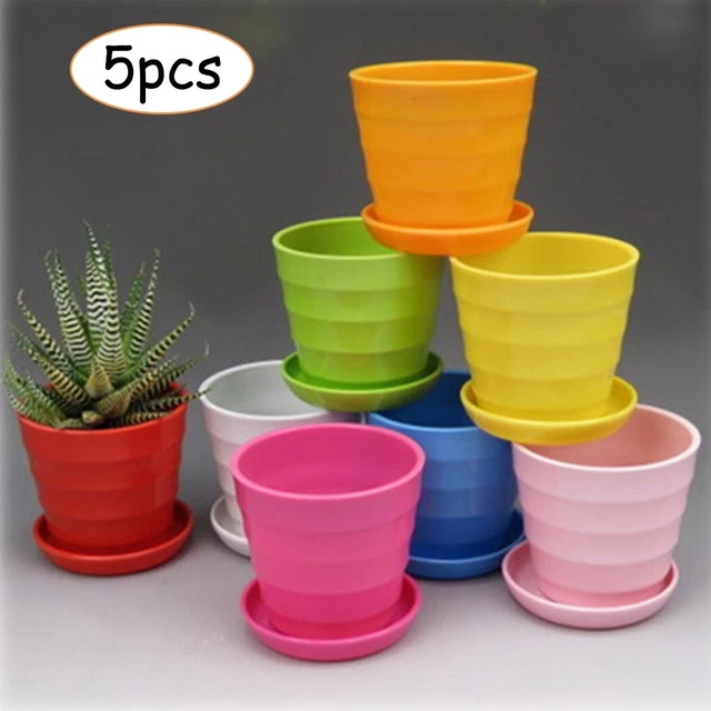 5pcs Coloré Mini Plastique Flower-Pot Succulent-Plant Fleur Pot Décor Maison