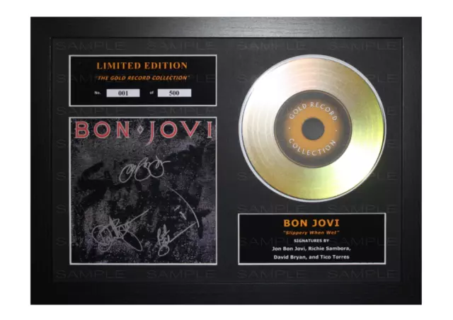 Bon Jovi Signed Gold Disc Album Ltd Edition Framed Picture Memorabilia