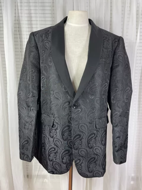 COOFANDY Blazer Men Size L Black Floral Tuxedo Jacket Paisley Shawl Lapel Jacket