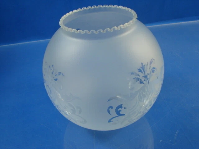7" Venicia Satin Etched Ball Glass Lamp Light Shade Floral Scene 2 3/4" Fitter 12