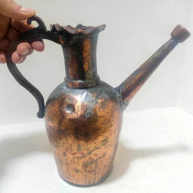 ANTIQUE MIDDLE EASTERN Heavy Brass Casting Water Vessel Old Pitcher