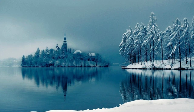 Tableau Déco Paysage D'Hiver - Neige Et Gel - Impression Sur Toile 120x80 Cm - ARTTOR - Neuf