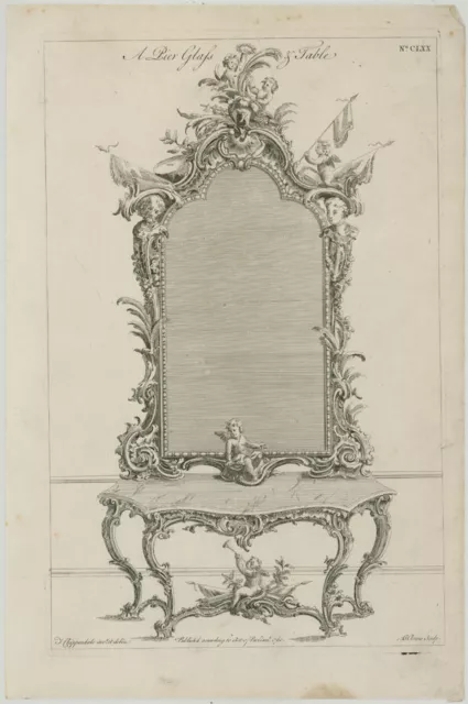 Thomas Chippendale - Gravure Du 18Ème Siècle, Dessin De Table En Verre 2