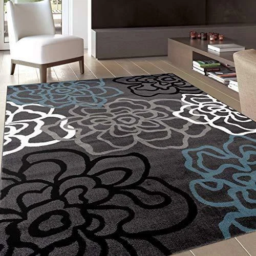 Rugshop Contemporary Modern Floral Flowers Easy Maintenance for Home