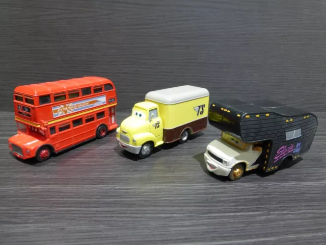 Cars Disney Pixar - Lot de Voitures (Lot A10) Bus de Londres, Elvis et Camion