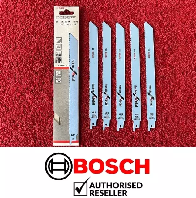 5x Genuine Bosch 2608656019 S1122BF 9" 225mm  Sabre Saw Blades For Metal