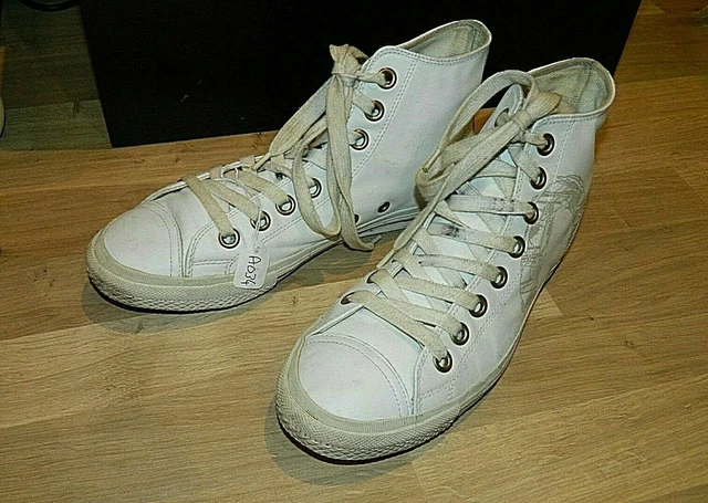 Stivali unisex Evisu taglia 8 bianchi in pelle stile converse... Perfetti per l'estate