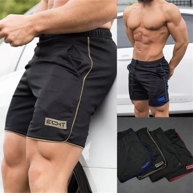 Mens Fitness Running Shorts Quick-drying Elastic Sports Breathable Shorts Pocket