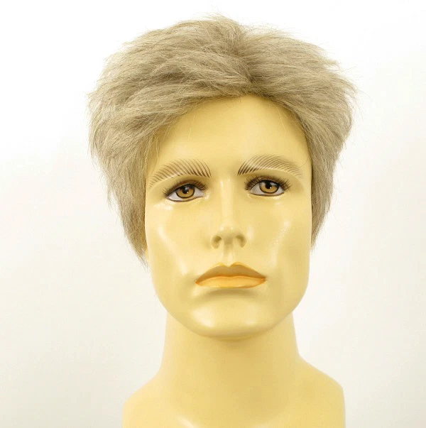 Perruque Homme 100% Cheveux Naturels - Blanc Gris Méché - Réf. DANY 51 - Bonnet Moyen - Neuf étiqueté