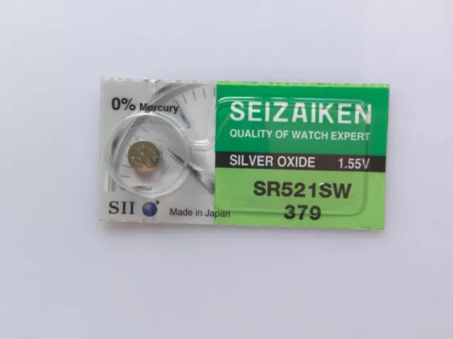1x Seizaiken SR521SW 379 Silver Oxide Watch Battery made in Japan By Seiko