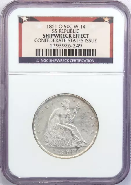 1861-O Seated Liberty Half Dollar, NGC SS Republic Shipwreck, Confederate Issue!