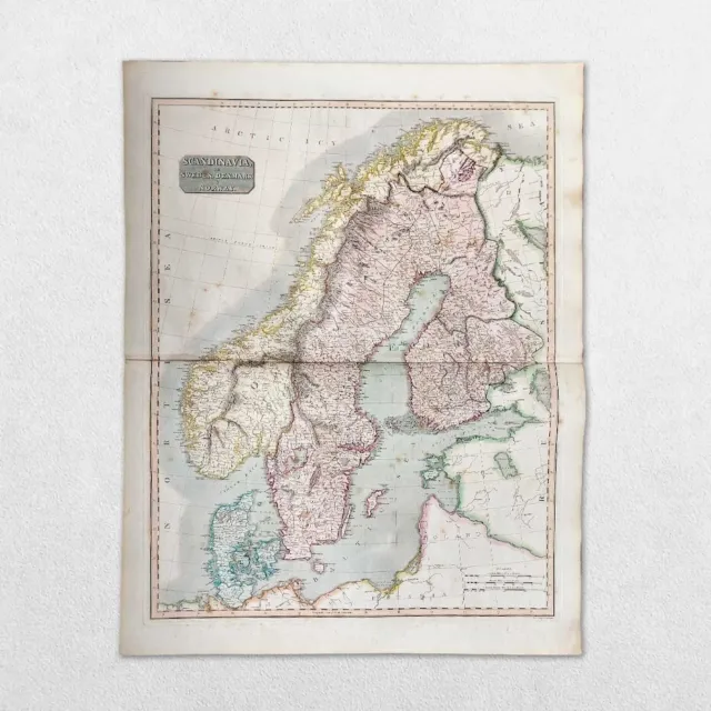 Antique 19Th Century World Atlas Map John Thomson 1814 Sweden Denmark Norway