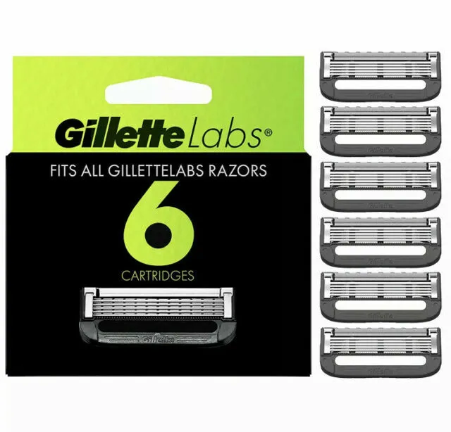 LOTE DE 2 cartuchos de hoja de afeitar Gillette Labs caja de 6 hojas