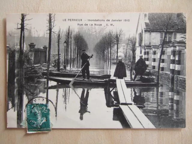 Cpa Le Perreux (94) Inondations De Janvier 1910, Rue De La Noue, Animee Pompiers