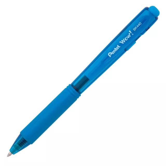 BK440S Pentel WOW! RT Ballpoint Pen, Sky Blue, Medium 1.0mm Tip, Pack of 12