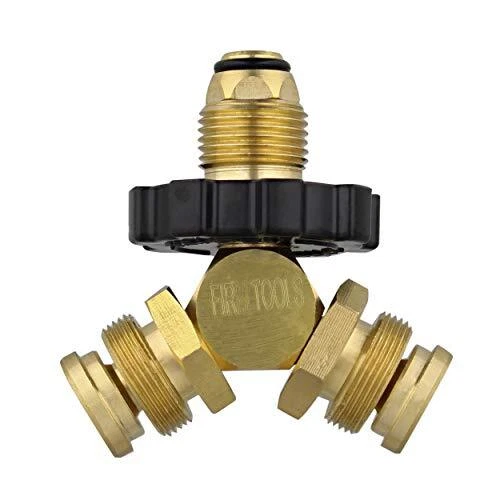 1-Inch 2 Male POL to QCC1 Propane Y Splitter Converter Propane Tank Adapter F...