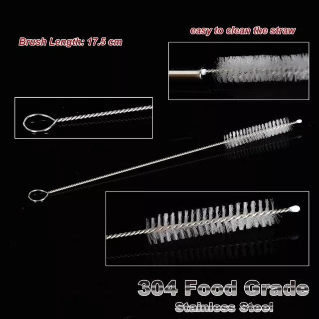 10X Stainless Steel Straws Brush Cleaning Nylon Pipette Cleaners Drinking Pipe 3