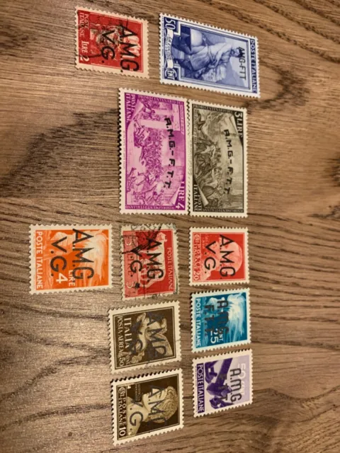 Vintage Italy Stamps With Allied Military Government ( Amg) Ftt & Vg Op