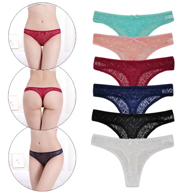 4 Pack Womens G-string Thongs Underwear Ladies Sexy Lace Floral Panties  Knickers