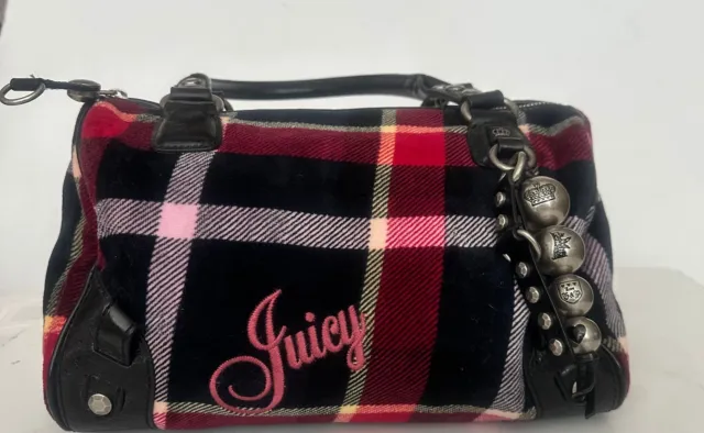 Vintage Juicy Couture Plaid Velour Shoulder Bag Purse Handbag Y2K_ Preowned