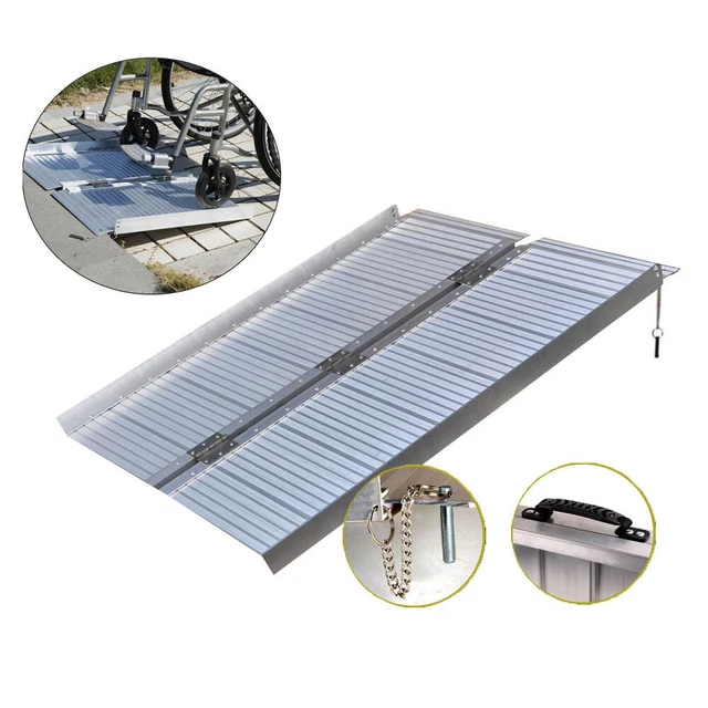 90 cm Aleación Plegable Carga Acceso Rampa Portátil Silla de Ruedas Carro Scooter Paso
