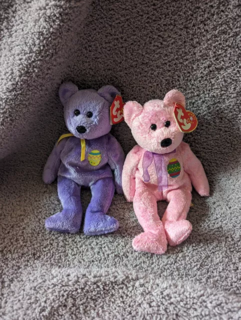 EGGS & EGGS III  Easter Bear  Ty Beanie Babies Plush Retired