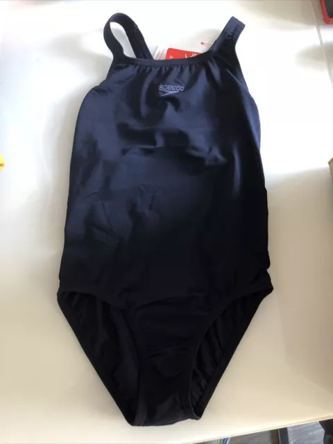 Speedo Essential Endurance+ Medalist Junior Swimsuit - Navy - Age 11-12 - NWT