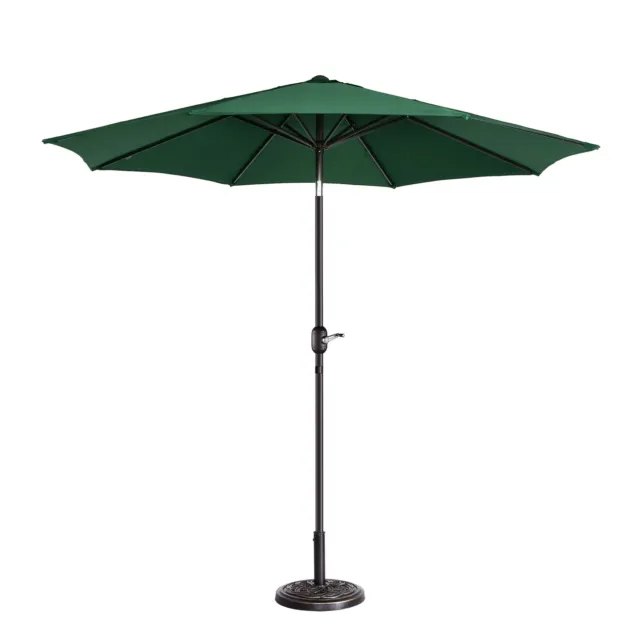 9 Foot Ft Outdoor Patio Garden Umbrella 8 Ribs Button Tilt Crank Open Green