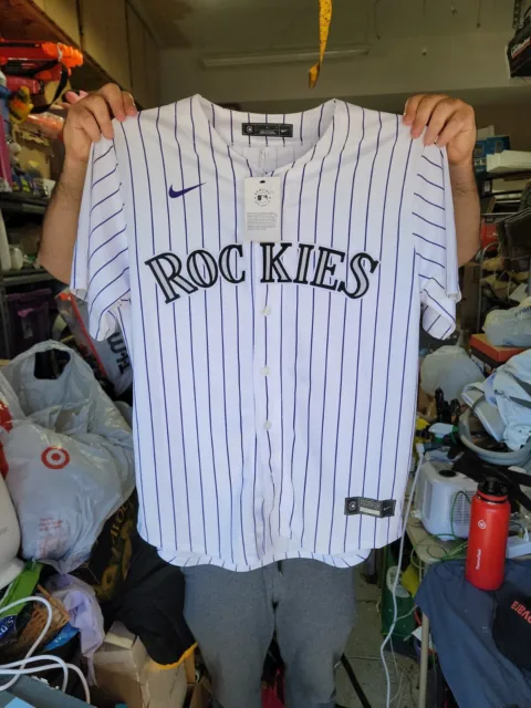 Nike STORY Sz L Colorado Rockies Game Jersey MLB Baseball Some Stains
