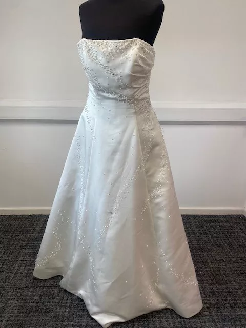 Hilary Morgan Ivory strapless wedding dress size 14 (a36)