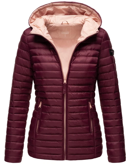 Giacca Donna Trapuntata con Cappuccio Trapuntato Borse Cappuccio Rosso Vino M D719 R16-B