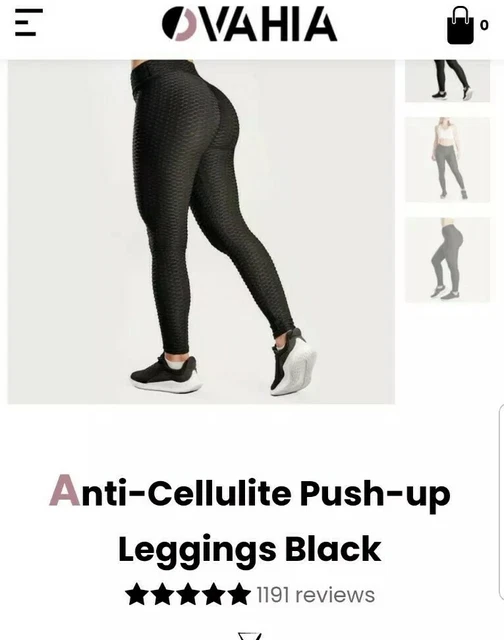 OVAHIA ANTI-CELLULITE PUSH-UP Gym Leggings Black Size Medium 12