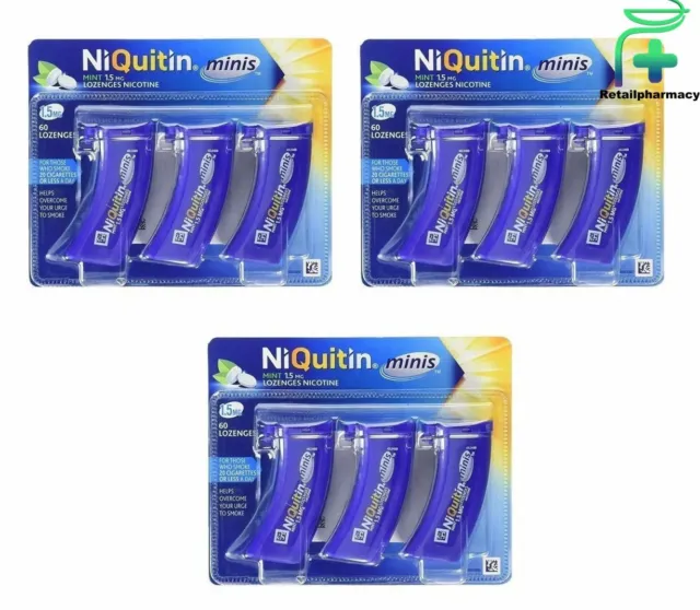 NiQuitin Minis Mint 1.5mg Lozenges 180 Lozenges bulk buy! Brand new! Exp=07/2025