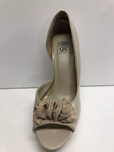 Speed Limit 98 Beige Tan Size 6.5 Open Toe Bow Stilettos Heels 668018 3