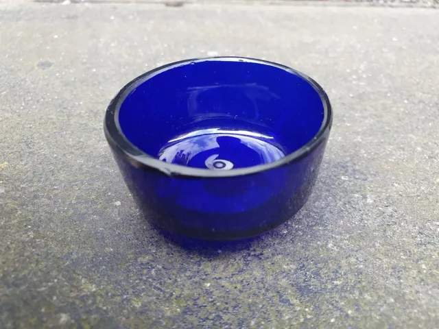 ANTIQUE VINTAGE BRISTOL BLUE REPLACEMENT GLASS LINER SALT MUSTARD POT dd