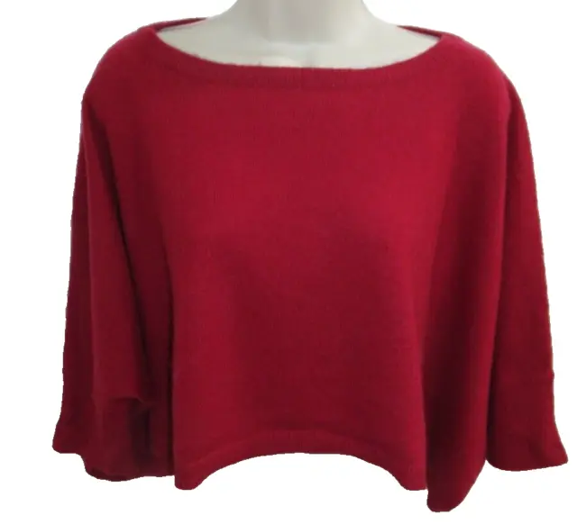 Minnie Rose 100% Cashmere Red Oversized Crop Sweater Size One size O/S