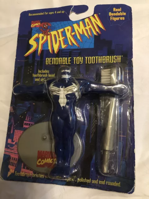 Vintage Marvel Comics Venom Spiderman Super Heroes Bendable Toothbrush 1996 NEW