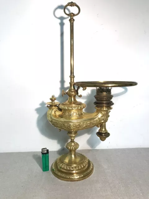 Lampe à pétrole bronze WILD WESSEL Berlin époque XIXème siècle
