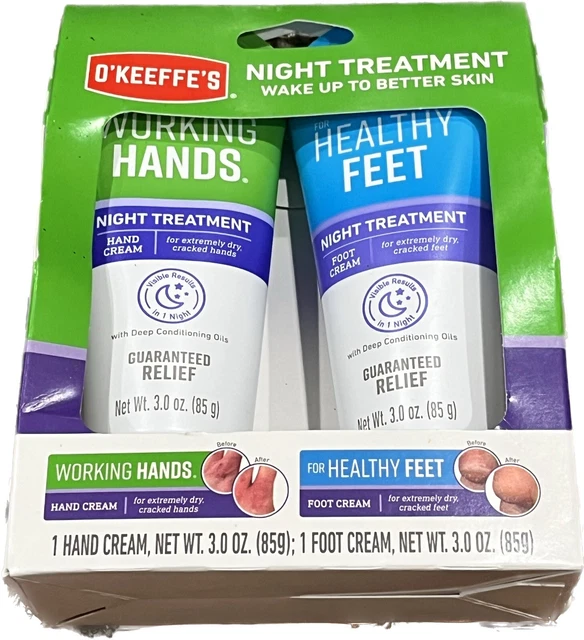 O'KEEFE'S Night Treatment For Hands And Feet Gift Set 2- 3 Oz Tubes NEW