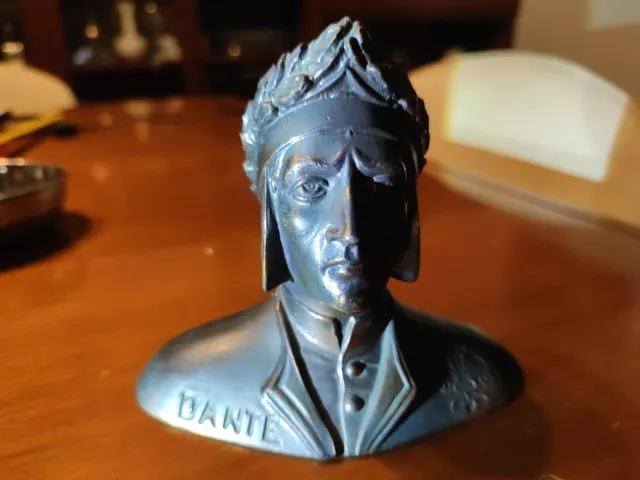 Piccolo busto in bronzo di Dante Alighieri Vintage antiquariato