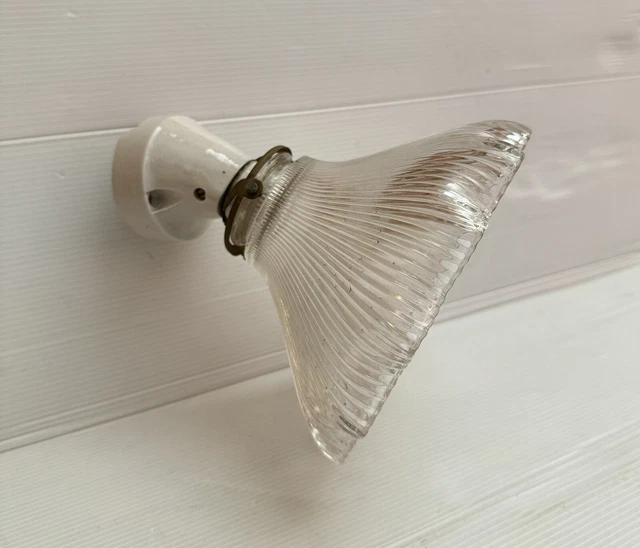 ANCIENNE APPLIQUE HOLOPHANE Industriel Vintage Lampe EUR 45,00