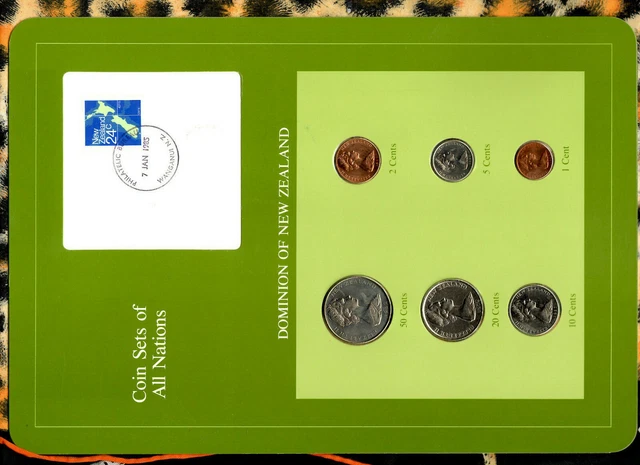 Coin Sets of All Nations New Zealand 1976-1983 UNC 20 cent 1976 7 JAN 1985