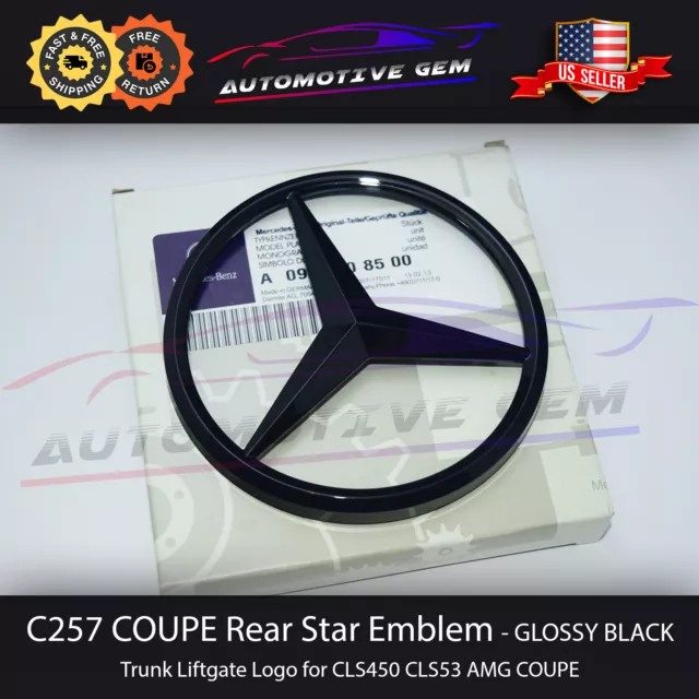 C257 CLS53 Mercedes GLOSS BLACK Star Emblem Rear Trunk Lid Logo Badge AMG CLS450