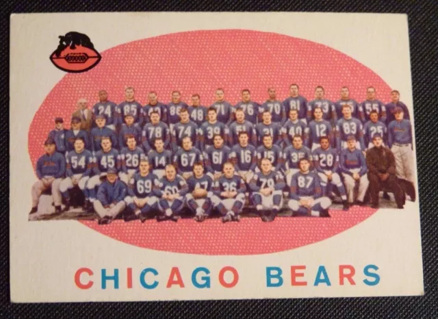 1959 Topps #104 Football Card CHICAGO BEARS Team 57 ans neuve dans sa boîte/mt !!! pochette de teeds 2